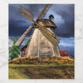 Étiquette de vin Pays-Bas Windmill Landcape (Étiquettes simples)
