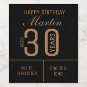 Étiquette de vin personnalisé 30e anniversaire (Étiquettes simples)