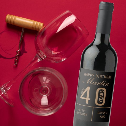 Étiquette de vin personnalisé 40e anniversaire