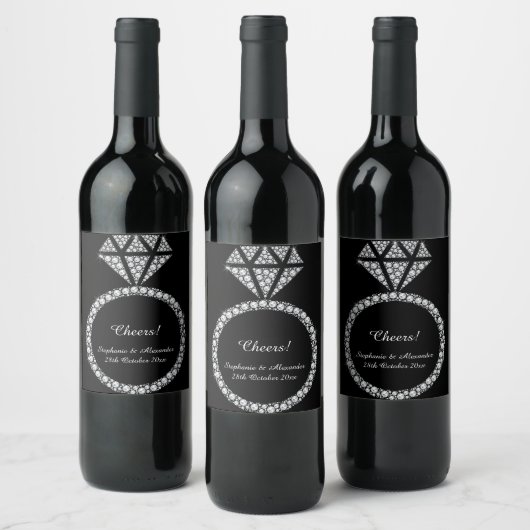 ÉTIQUETTE DE VIN PERSONNALISÉ DE DIAMOND BORD NOIR (Bouteilles)