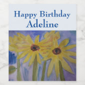 Étiquette de vin personnalisé Fleurs de soleil jau (Étiquettes simples)