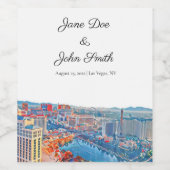 Étiquette de vin personnalisé Las Vegas Skyline (Étiquettes simples)