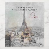 Étiquette de vin personnalisée Tour Eiffel Paris s (Étiquettes simples)