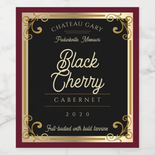 Étiquette de vin personnalisée vin maison or noir (Étiquettes simples)