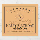 Étiquette de vin pétillant d'anniversaire moderne (Étiquettes simples)