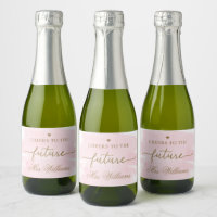 Étiquette de vin pétillant Mariage rose aquarelle