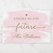 Étiquette de vin pétillant Mariage rose aquarelle (Étiquettes simples)