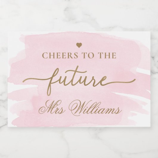 Étiquette de vin pétillant Mariage rose aquarelle (Étiquettes simples)