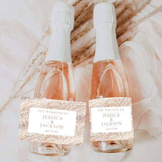 Étiquette de vin pétillant rose gold florale éléga