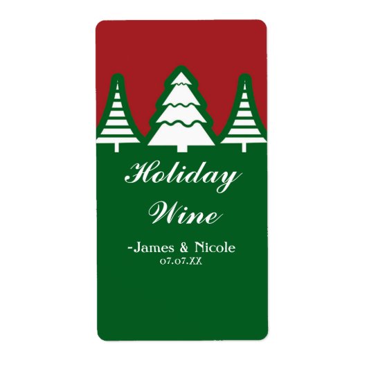 Étiquette de vin pour fête de Noël avec sapins bla (Devant)