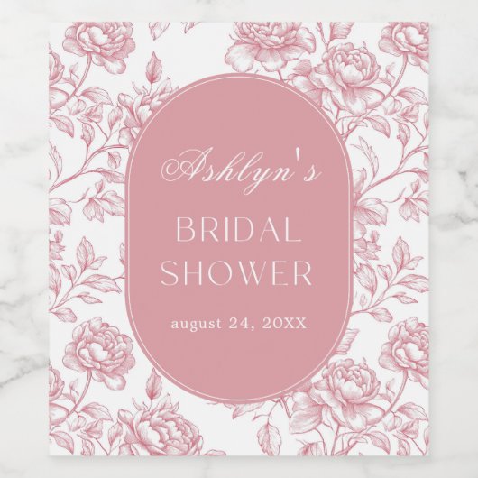 Étiquette de vin pour une Baby Shower Rose et Blan (Étiquettes simples)