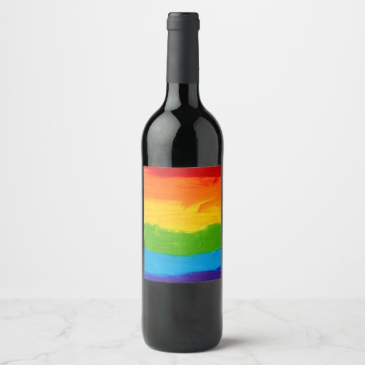 Étiquette de vin Rainbow Pride – Autocollant de bo (Devant)