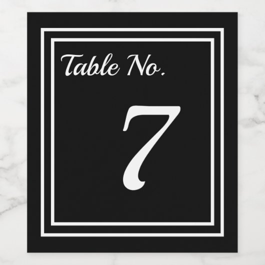 Étiquette de vin rayé chic Numéro de table (Étiquettes simples)