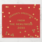 Étiquette de vin Red Gold Confetti Bonnes Fêtes (Étiquettes simples)