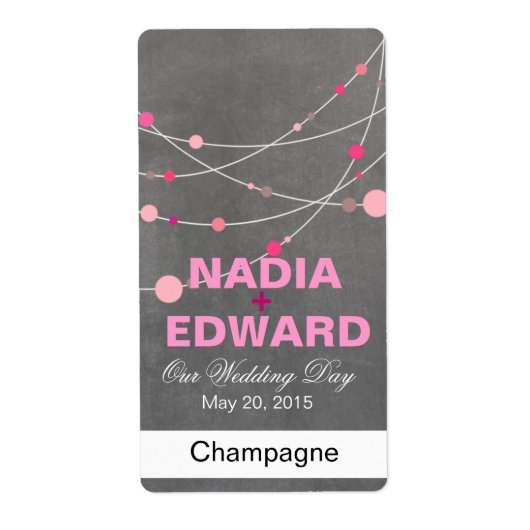 Étiquette de vin rose Chalkboard Strands élégant (Devant)
