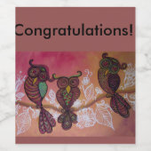 étiquette de vin rose de trois hiboux (Étiquettes simples)