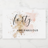 Étiquette de vin rose et or 40e anniversaire (Étiquettes simples)