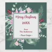 Étiquette de vin rose et vert de Noël (Étiquettes simples)