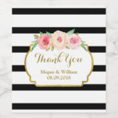 Étiquette de vin rose Floral or noir (Étiquettes simples)