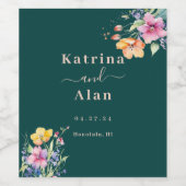 Étiquette de vin rose rose rose jaune fleurs (Étiquettes simples)