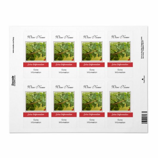 Étiquette de vin rouge (Feuille entière)