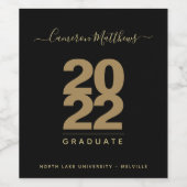 Étiquette de vin simple Black & Gold Graduation (Étiquettes simples)