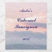 Étiquette de vin Sky Sunset rose et bleu (Étiquettes simples)