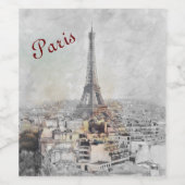 Étiquette de vin Tour Eiffel Paris France - Élégan (Étiquettes simples)