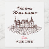 Étiquette de vin traditionnelle Château Votre Nom (Étiquettes simples)