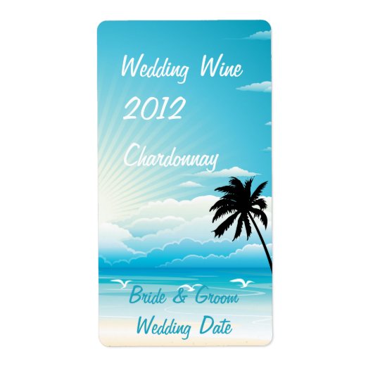 Étiquette de vin Tropical Beach Wedding (Devant)