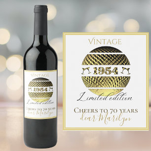 Étiquette de vin vintage 1954 70e anniversaire