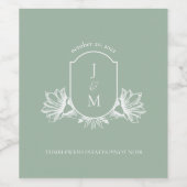 Étiquette de vin vintage Botanographie Monogram Cr (Étiquettes simples)