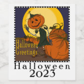 Étiquette de vin Vintage Jackolantern Halloween (Étiquettes simples)