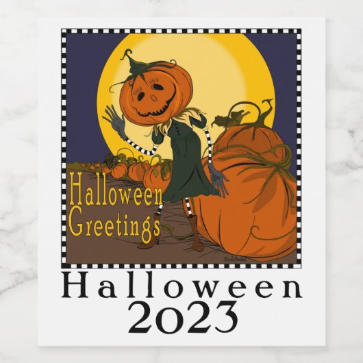 Étiquette de vin Vintage Jackolantern Halloween (Étiquettes simples)