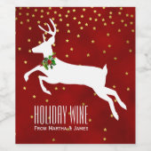 Étiquette de vin White Deer Christmas (Étiquettes simples)