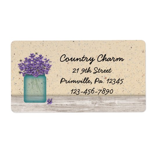 Étiquette de violettes de Mason bleu Jar (Devant)