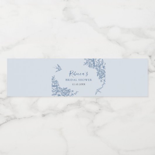 Étiquette d'eau de Baby Shower Dusty Blue Chinoise (Étiquettes simples)