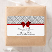 Étiquette d'eau gris foncé blanc damassé avec cabo (En situation)