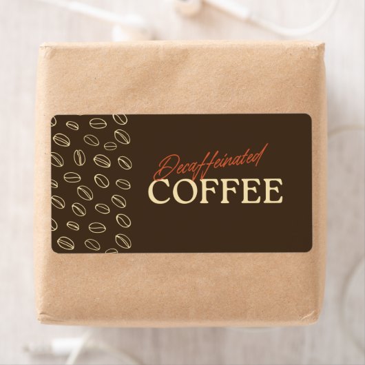 Étiquette Decaffeinated Coffee Label – Retro Coffee Beans (En situation)