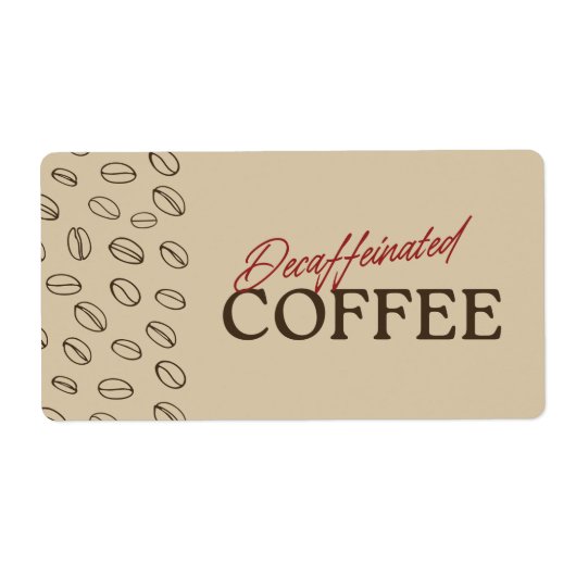Étiquette Decaffeinated Coffee Label – Retro Coffee Beans (Devant)