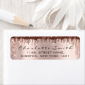 Étiquette Déchets Sparkly Rose Blush Retourner Adresse Choco (En situation)