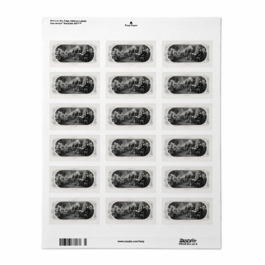 Étiquette Déclaration d'indépendance : Projet de loi de 2 $, (Feuille entière)