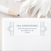 Étiquette Déco moderne | Elégant blanc et bleu poussiéreux (En situation)