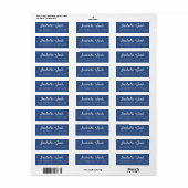 Étiquette Décontracté Script Classic Blue Mariage Adresse de (Feuille entière)