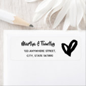 Étiquette Décontracté Script & Doodle Coeur | Noir (En situation)