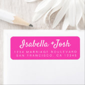 Étiquette Décontracté Script Neon Pink Mariage Adresse de re (En situation)