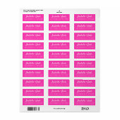 Étiquette Décontracté Script Neon Pink Mariage Adresse de re (Feuille entière)