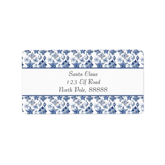 Étiquette Décor de Noël dans Delft Blue personnalisable (Devant)