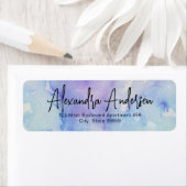 Étiquette d'écriture moderne aquarelle bleu pastel (En situation)