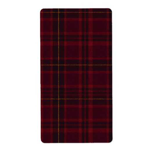 Étiquette Deep Burgundy Blackwatch Tartan Plaid Pattern (Devant)